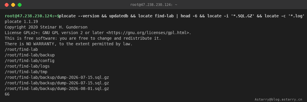plocate：版本、updatedb 重建数据库与 locate 查询